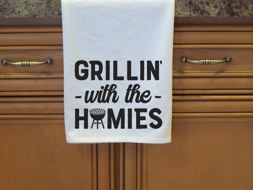 Grillin with the Homies - Flour Sack Towel- Dish Towel
