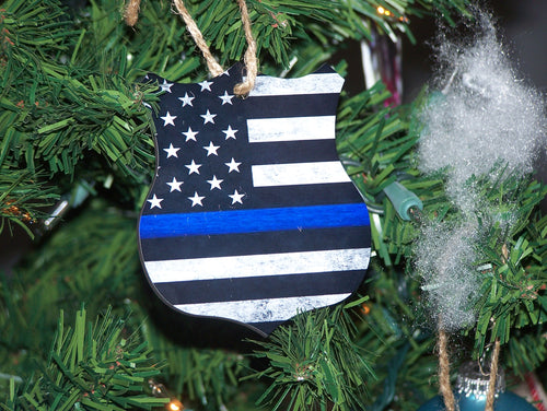 Thin Blue Line, Christmas Ornament, Badge Ornament