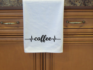 Coffee Heartbeat Flour Sack Towel-Tea Towel- Dish Towel