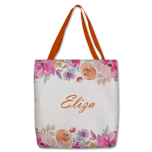Personalized Tote Bag 14x16 with Colored Handles